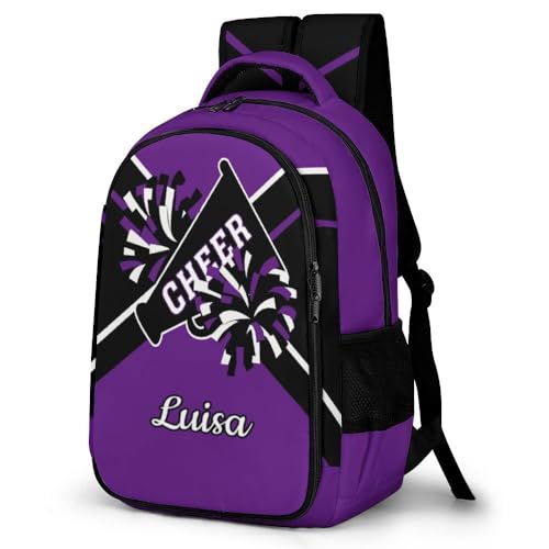 Purple Cheerleader School Backpack Custom Personalized with Name for Travel Daypack Sport Laptop Bag