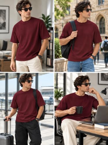 Image of Leriya Fashion T Shirt for Man | Men Luxury Vertical Stripe Textured T-Shirt | Classic Crew Neck Short Sleeve Knit Tee | Cotton Tshirts for Men | Regular Fit Soft Tshirt with Modern Golf Athletic