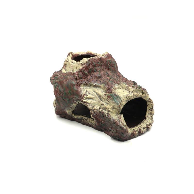 Decoración de Cueva de Acuario, escondite de Resina para pecera con múltiples Aberturas, Accesorios para Acuario, 19 cm x 9,5 cm x 11 cm