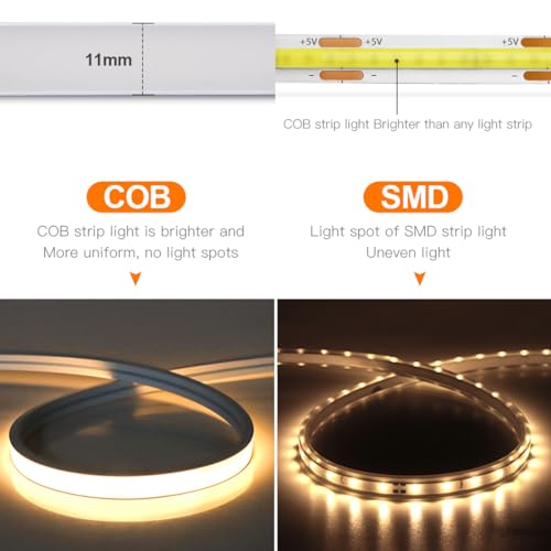 Image of Motion Activated COB LED Strip,5 V USB Motion Sensor Neon LED Strip Lights,6.56FT /2M Waterproof 3500K LED Light Strip, DIY Flexible LED Night Light for Indoor Stairs,Corridor