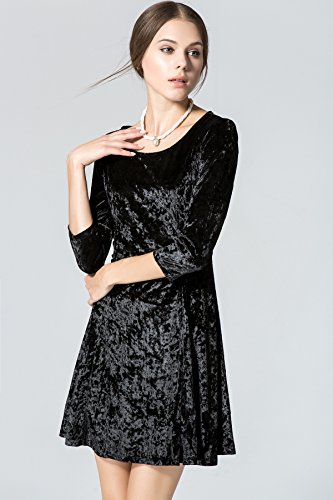 Robe noire femme manches 3/4 confortable fluide taille 38 - 2