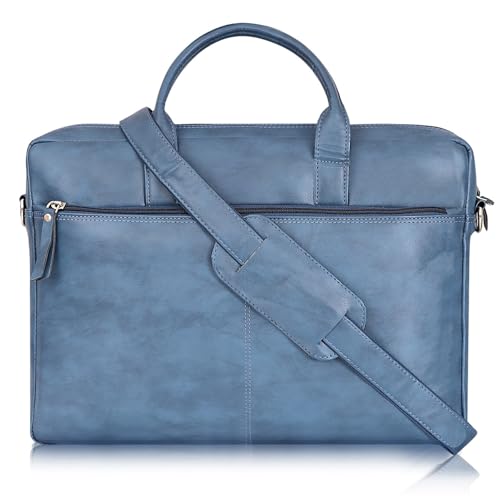 Image of TRUFLO Vegan Leather (PU) Laptop Messenger Bag | Fits up to 15.6-inch Laptop | Slim Office & Travel Shoulder Bag