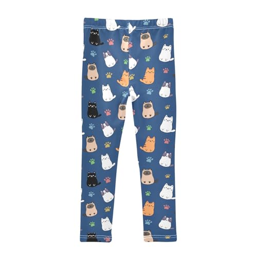 Cute Cartoon Simple Cats Navy Girls Leggings Soft Comfortable Athletic Leggings Dancing Pants for 4-10 Years2