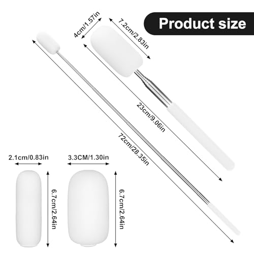 Image of Gosknor Telescoping Sponge Pottery, Retractable Clay Tool Sponges on Stick Extend up to 28.35in Telescoping Sponge Sticks for Pottery (White)