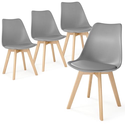 Xbro Esszimmerstühle, 2er-Set, Stühle 2er Set aus Buchenholz mit gepolsterten Sitzflächen (4, Grau)