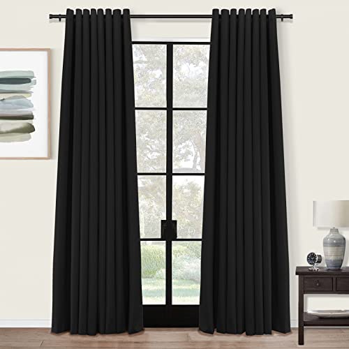 Inovaday 100% Blackout Curtains 96 Inch Length 2 Panels Set For Bedroom Living Room Grommet Top Black Out Window Drapes Room Darkening Curtains - Black, W50 X L96 #TOP5