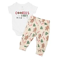 Conjunto de roupa para bebês meninos e meninas, 2 peças, body de manga curta com calça, Homem de gengibre, 9 Meses