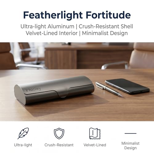 Image of Philley Aluminum Ultra-Light Eyeglasses Case Hard Shell Nearsighted Glasses Case for Women & Men