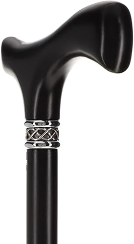 Miniatura 3 de Royal RC Canes Slim Line - Bastón de senderismo negro con mango Fritz, cuello de peltre trenzado, punta de 0.63 pulgadas, bastón ligero para hombres