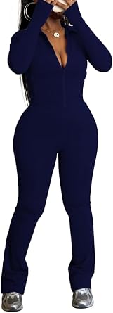 HBQ Womens 2 Piece Tracksuit Sets Long Sleeve Zip Up Crop Tops and Flare Pants Casual Workout Oufit Jogger Loungewear Set-Dark Blue-XL