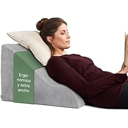 Almohada de Lectura, cojin de Lectura, Almohada de Cuña de Espuma Viscoelástica Apoyo de Espalda, Almohadas Antireflujo Ergonómicas, cojín con Forma de cuña para Cama y sofá para dormir elevado, wedge