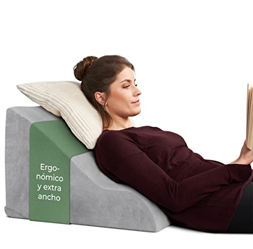 Almohada De Lectura, Cojin De Lectura, Almohada De Cuña De Espuma Viscoelástica Apoyo De Espalda, Almohadas Antireflujo Ergonómicas, Cojín Con Forma De Cuña Para Cama Y Sofá Para Dormir Elevado, Wedge