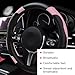 povtii Car Steering Wheel Cover, 15 Inch Leather Breathable Auto Steering Wheel Protector, Comfortable Non-Slip Vehicle Steering Wheel Covers, Universal Interior Car Accessories (Black+Pink)