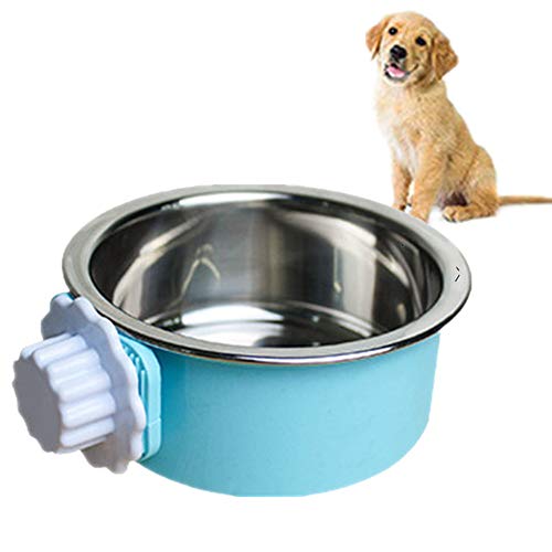 2-in-one dog water bowl cage crate type water bowl stainless steel pet hanging bowl puppy crate water bowl water dispenser used for cats and dogs and other small animals (small)