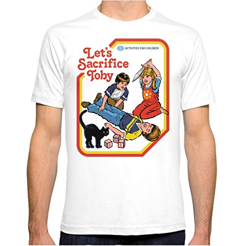 CANHYG Men's Let's Sacrifice Toby Novelty Graphic Funny Tshirt XL White