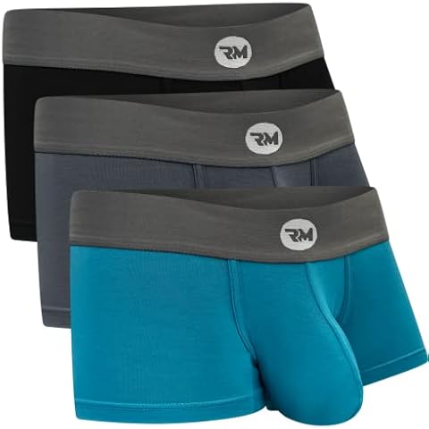 Real Men Bulge Enhancing Underwear 3 Pack, Ultra Soft Boxer Briefs Modal, Bulge Pouch Underwear, White Black Grey Cyan, S Cover