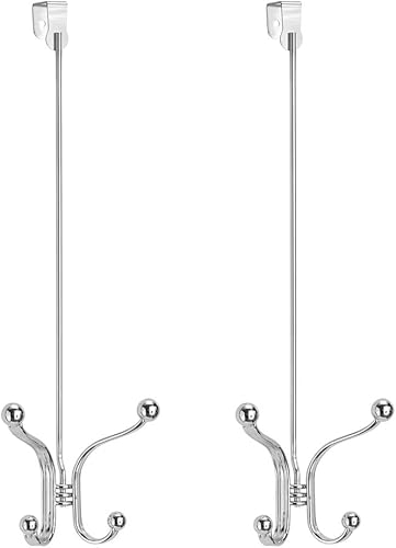 Miniatura 8 de mDesign Hyde Collection - Estante organizador de almacenamiento para colgar sobre la puerta de metal de acero resistente para armario, baño,