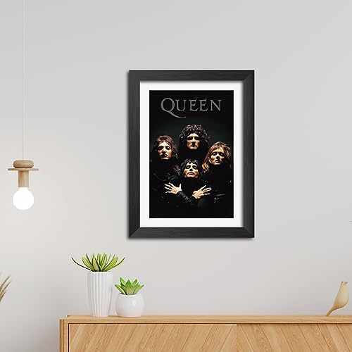 Image of inspire TA Queen Rock band Framed Poster Vintage Music Band Painting Wall Frames, Laminated Poster With Black Frames (12 X 9 INCH) (Queen Poster)