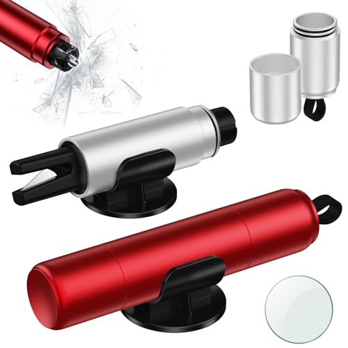 NEUTYPECHIC Sicherheitshammer für Auto, 2 Stück, Glasbruch und Gurtschneider, Rot + Silber