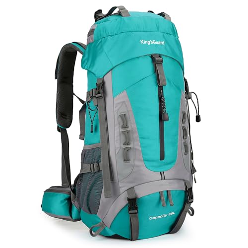 60L Waterproof Hiking Backpack for Men and Women Lake Blue