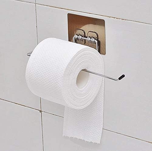 Aezta Stainless Steel No Drill Self Adhesive Toilet Paper Holder/Tissue Paper Stand Towel Bar Hanger Kitchen and Washbasin use 2 Pc 1