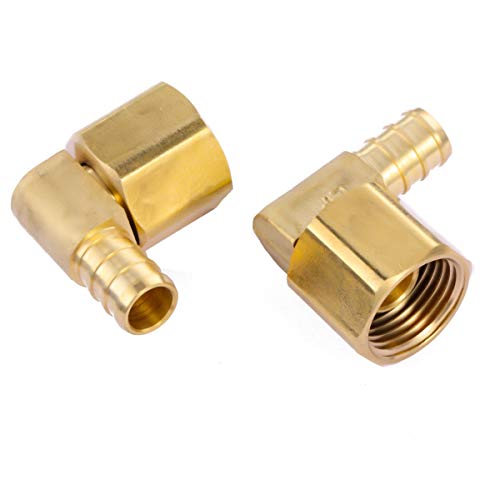 Litorange 2 Pcs Lead-Free Brass Construction 1/2" By 1/2-Inch Female Threaded Pex Pipe Barb Fnpt Swivel Elbow Plumbing Connection Crimp Fittings #TOP4