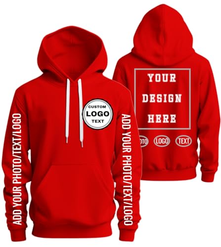 Custom Hoodie Adult Add photo/Text/Logo,Design on Front & Back Personalized Hooded Sweatshirt sleeve 4side print gift