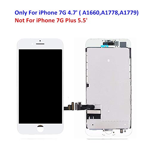 Premium Screen Replacement For Iphone 7 4.7’ 3D Touch Screen Repair Kit (Model A1660, A1778, A1779) Digitizer Display With Back Plate, Waterproof Adhesive, Tools, Tempered Glass, Instruction(White) #TOP1