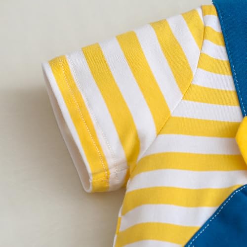 Image of Hopscotch Baby Boys Animal Print Short Sleeves Blue Rompers