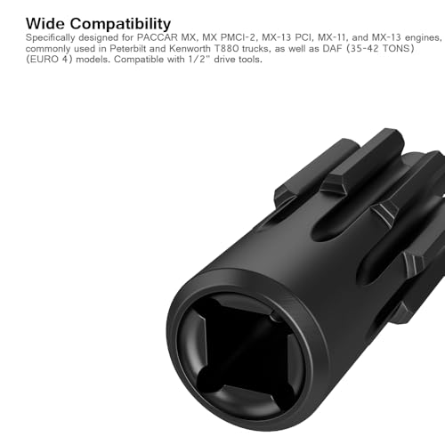 ELONN Engine Barring/Turning Tool for Paccar - MX 13 MX 11 Engines Peterbilt and for Kenworth T880 Trucks，1903018 ALT. Replaces 1453158PE 1453158，1/2" Drive Flywheel Crank Turning Tool by ELONN - Image 5