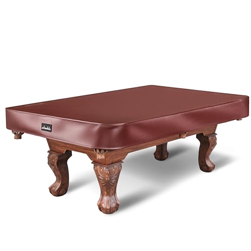 Shieldo Pool Table Cover, Heavy Duty Leatherette Billiard Pool Table Covers Hard Top, Waterproof & Tearproof Cover for Pool Table 7/8/9 Feet Fitted (Brown/Matte, 8FT-100'LX 56'WX 8'H)