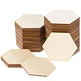 150 Pcs Unfinished Wooden Hexagon Pieces - Natural Wood Hexagon Tile Slabs for DIY Crafts, Wood Burning, Engraving, Painting & Home Decor, 2 x 2.4 Inch