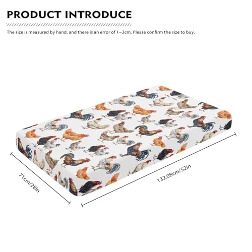 Image of Vintage Rooster Fitted Crib Sheet for Baby Girls Boys Bed Sheet Set Toddler Mattress Sheets for Standard Crib 28 inch x 52 inch, White