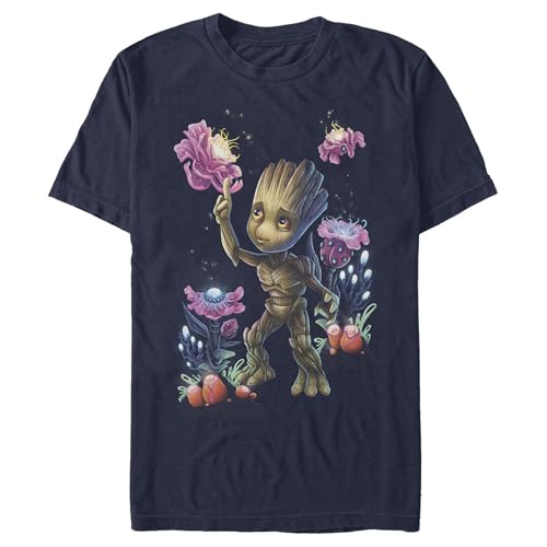 T-shirt Groot Marvel Homme Bleu Marine en taille XX-Large avec imprimé univers
