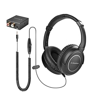 Avantree HF2039 Kopfhörer Over Ear mit langem Kabel für TV, Optische/RCA/AUX Unterstützung, 5m verlängertes Spiralkabel…