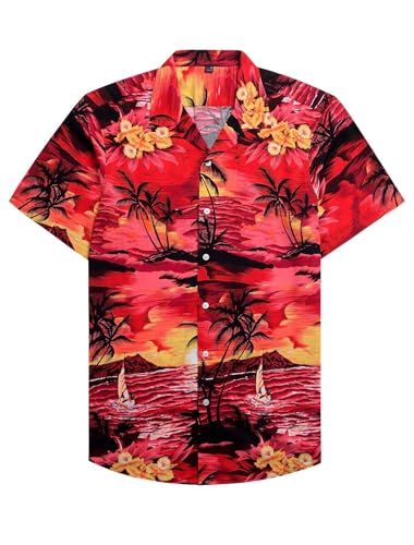 Product Image of the Alimens & Gentle Hawaiian Shirt for Men Summer Beach Casual Short Sleeve Button Down Shirts Printed Tropical Vacation Shirts