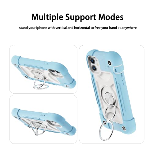 Image of MARKILL Compatible with iPhone with Built-in 360Rotating Ring Stand, Military Grade Drop Protection Full Body Rugged Heavy Duty Case Durable Cover (Ice Blue, iPhone 11 6.1 inch)