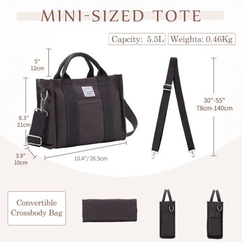 Image of VASCHY Canvas Tote bag, Casual Reusable Work Totes for Women Teachers with Zippers Pockets Crossbody Shoulder Bag Purse