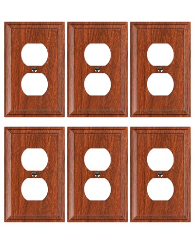6-Pack Natural Bamboo Fiber Duplex Outlet Cover Durable Switch Plate