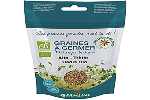 Germ'Line BIO Graines Alfalfa Trèfle Radis à Germer 150 g