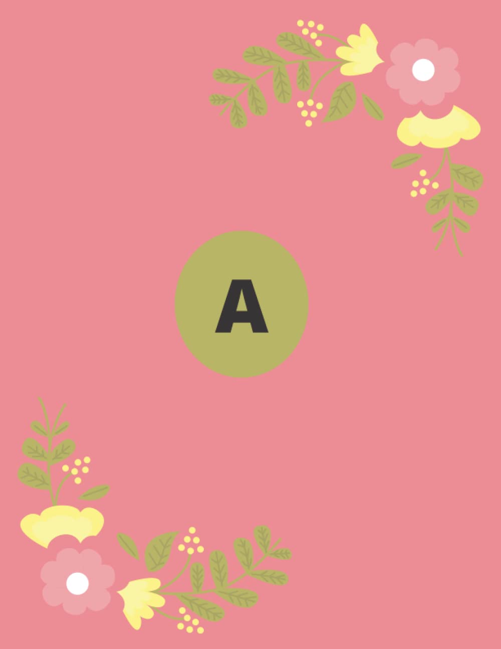 A: Letter A Initial alphabet Monogram Notebook Pretty Confetti Monogrammed Blank NoteBook, Writing Pad, Journal or Diary - 110 Pages - Size 8.5 x 11 inches