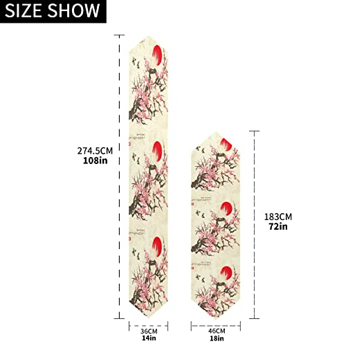Alaza Double-Sided Japanese Spring Sakura Cherry Blossom With Butterflies Table Runner 14X108 Inches Long,Table Cloth Runner For Wedding Birthday Party Kitchen Dining Home Everyday Decor #TOP2