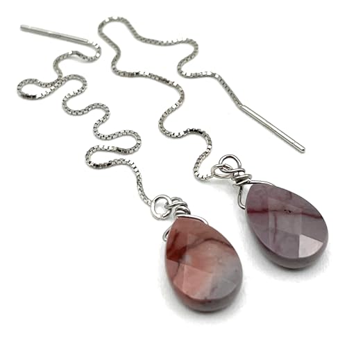 Boucles d'oreilles mookaite en argent 925, bijoux de créateur faits main - 9