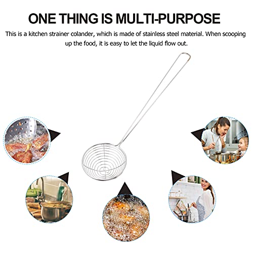 Cabilock Colher de escumadeira pequena, de aço inoxidável, com fenda, concha, coador de malha, coado