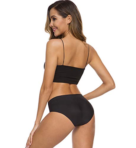 Wealurre Women’s Seamless Underwear No Show Panties Soft Stretch Hipster Bikini Underwears 5-Pack (Black-M)