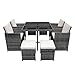 Panana 8 Seater Rattan Garden Dining Set with Table, 4 Chairs & 4 Stools, Cube Space Saving Outdoor Furniture for Patio, Conservatory & Garden
