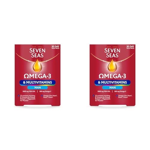 Seven Seas Omega-3 & Multivitamins Man, with B Vitamins and Magnesium, 30-Day Duo Pack, 30 Omega-3 Capsules and 30 Multivitamin Tablets (Pack of 2)