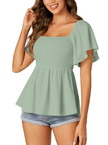 Image of LYANER Women's Square Neck Cute Peplum Top
