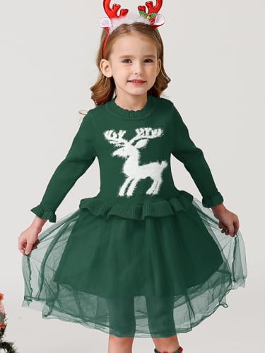 Girl Toddler Sweater Dress Ruffle Christmas Dresses Long Sleeve Outfit Winter Clothes3