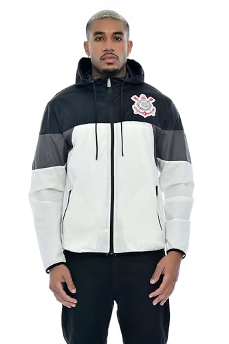 CORTA VENTO CORINTHIANS CAPUZ, MASCULINO, PRETO, M